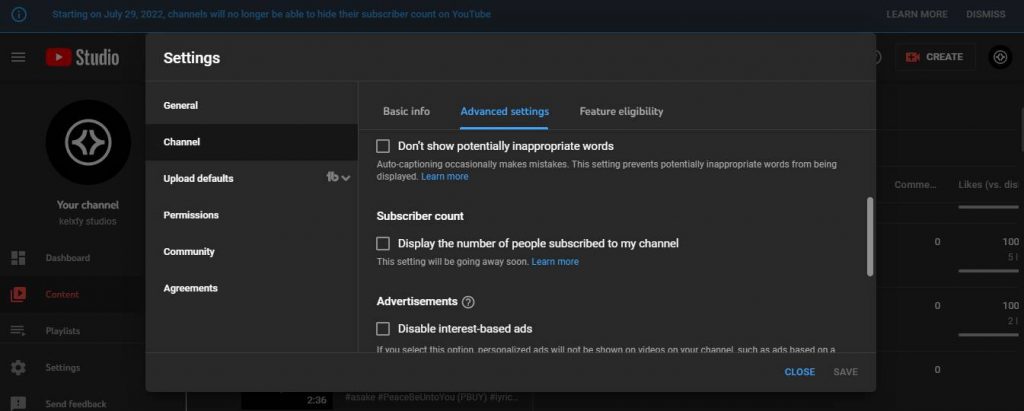 Hide Subscribers on YouTube