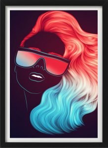Sexy neon lady face picture frame