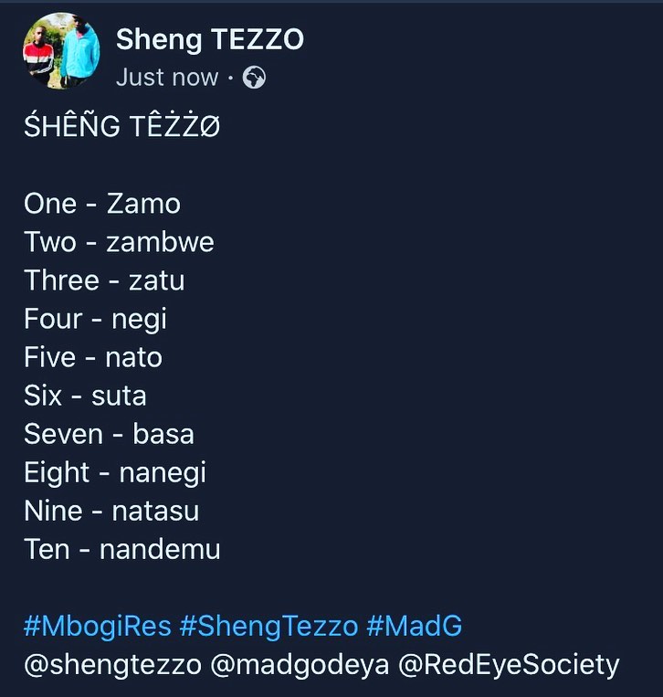 Sheng Tezzo Dictionary: Sheng Tezzo Words & meanings 3 Sheng tezzo numbers and their meanings