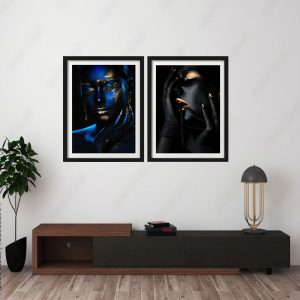 BLUEBLACK THEMED FACES PICTURE FRAME