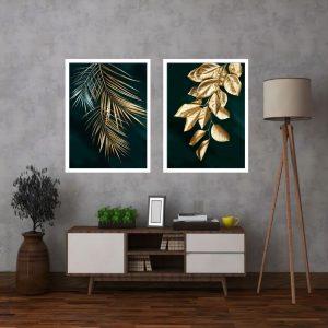 Gold leafs picture frame