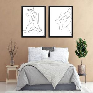Line art woman picture frame