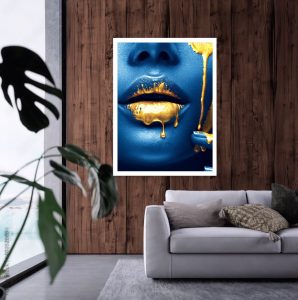 blue face woman picture frame