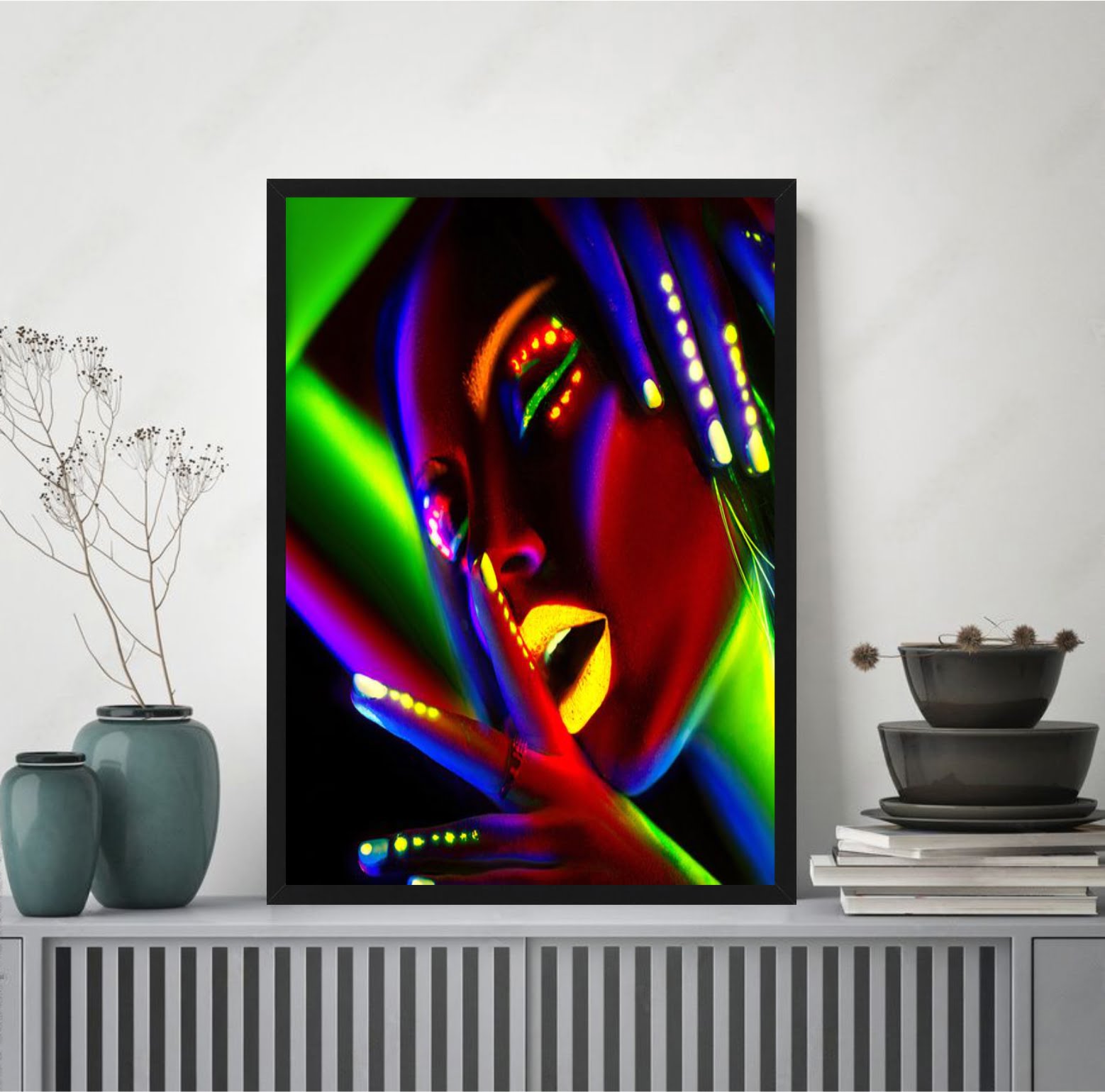 Neon lady picture frame