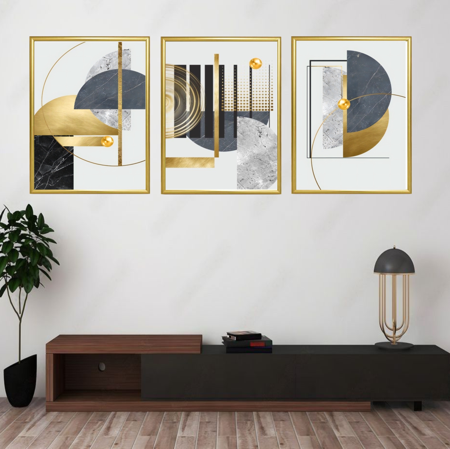 Wall decor gold picture frames