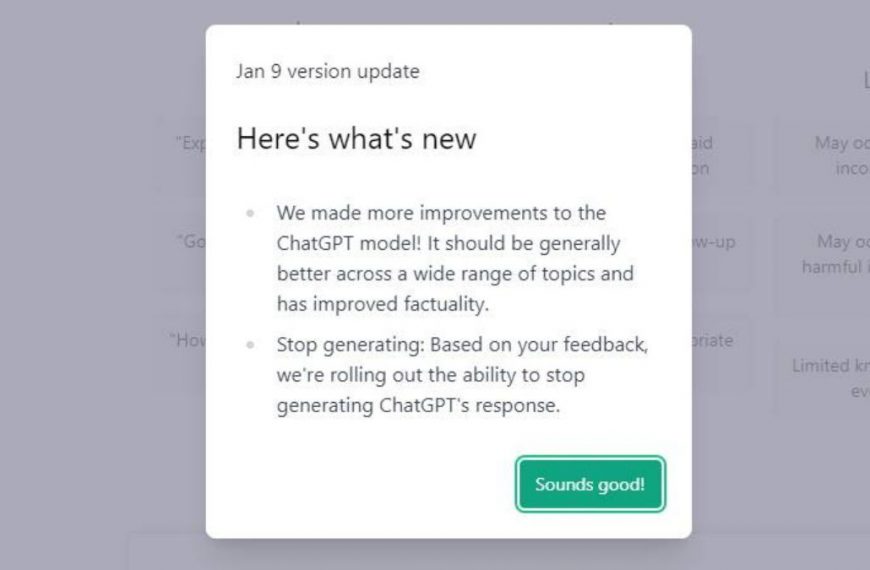Chat GPT Jan 9 Version Update