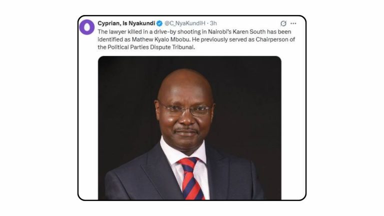 City Lawyer Mathew Kyalo Mbobu shot dead at Karen