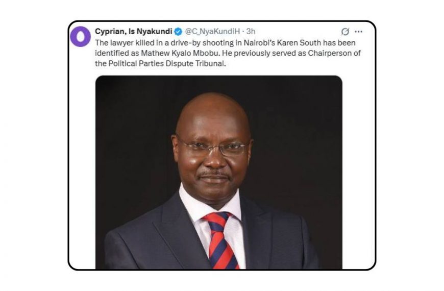City Lawyer Mathew Kyalo Mbobu shot dead at Karen